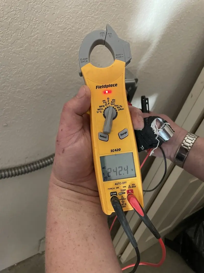 Voltage testing with clamp meter during Generator Installation in Cottleville